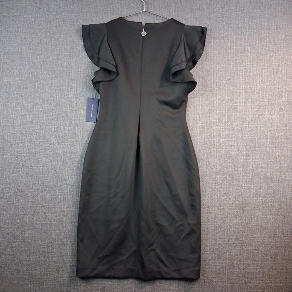 Tommy Hilfiger Dresses & Skirts - Tommy Hilfiger Black Ruffle Cap Sleeve Sheath Dress TD7S1ME1 Size 4 NEW